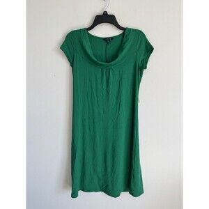 Lands End Dress Green Cowl Neck Midi Cap Sleeve Small Stretch Size 6-8